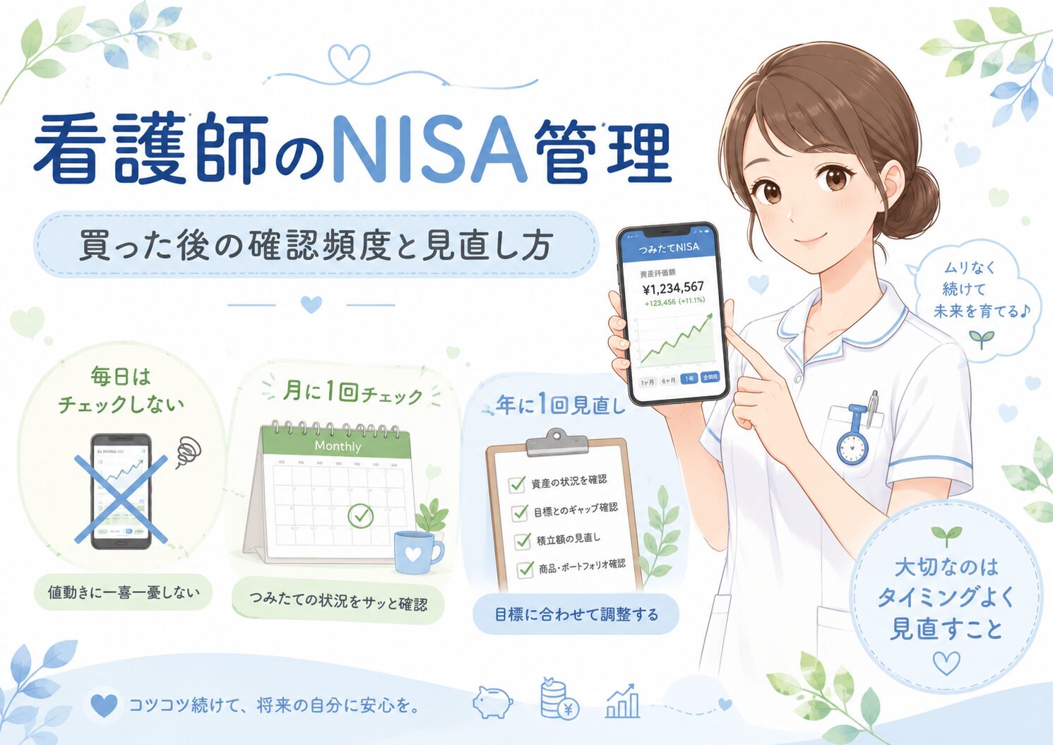 看護師のNISAは買った後どう管理する?|確認頻度・見直しタイミングを解説