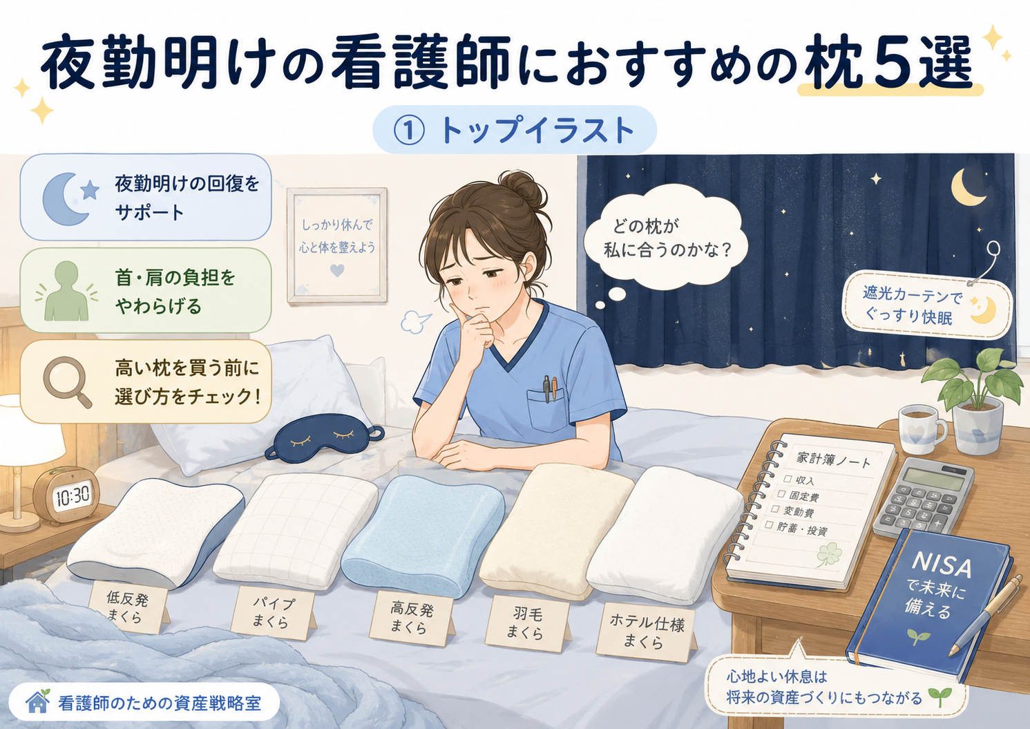 夜勤明けの看護師におすすめの枕5選|首・肩の違和感を減らして休みやすい寝具を選ぶ